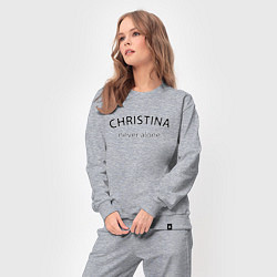 Костюм хлопковый женский Christina never alone - motto, цвет: меланж — фото 2