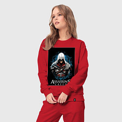 Костюм хлопковый женский Assassins creed белый костюм, цвет: красный — фото 2