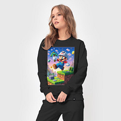 Костюм хлопковый женский Марио и Майнкрафт - коллаба, цвет: черный — фото 2