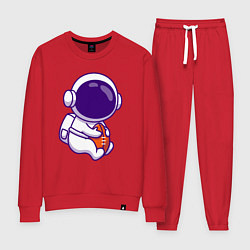 Костюм хлопковый женский Space football, цвет: красный