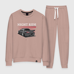 Костюм хлопковый женский Nissan skyline night ride, цвет: пыльно-розовый