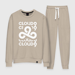 Костюм хлопковый женский Cloud9 - in logo, цвет: миндальный