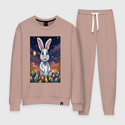 Костюм хлопковый женский Ночной кролик, цвет: пыльно-розовый