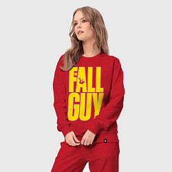 Костюм хлопковый женский The fall guy logo, цвет: красный — фото 2