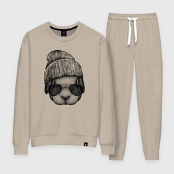 Костюм хлопковый женский Кролик-хипстер, цвет: миндальный