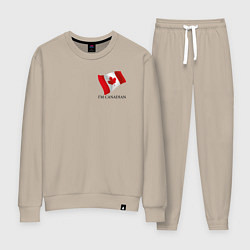Костюм хлопковый женский Im Canadian - motto, цвет: миндальный