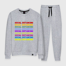 Костюм хлопковый женский Social distancing - социальная дистанция, цвет: меланж