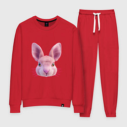 Костюм хлопковый женский Розовый заяц - портрет кролика, цвет: красный