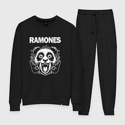 Костюм хлопковый женский Ramones rock panda, цвет: черный