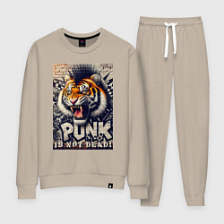 Костюм хлопковый женский Cool tiger - punks not dead, цвет: миндальный