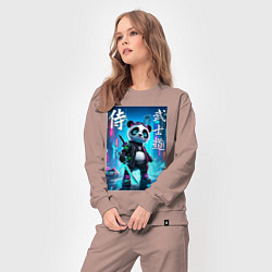 Костюм хлопковый женский Panda samurai - bushido ai art, цвет: пыльно-розовый — фото 2