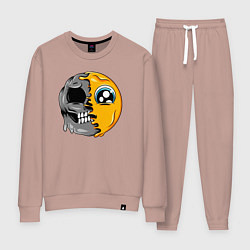 Костюм хлопковый женский Смайлик грустит, цвет: пыльно-розовый