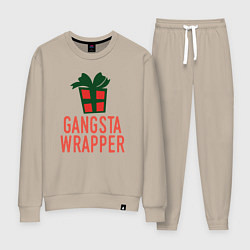 Костюм хлопковый женский Gangsta wrapper, цвет: миндальный