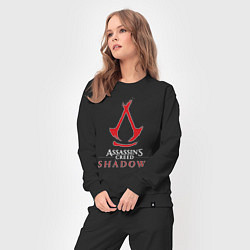 Костюм хлопковый женский Assassins creed shadows logo, цвет: черный — фото 2