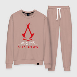 Костюм хлопковый женский Assassins creed shadows logo, цвет: пыльно-розовый