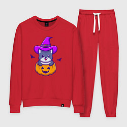 Костюм хлопковый женский Kitty halloween, цвет: красный