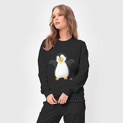 Костюм хлопковый женский Веселый пингвин красивый, цвет: черный — фото 2