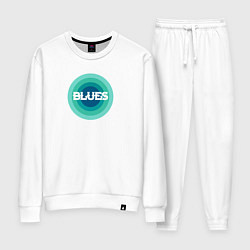 Костюм хлопковый женский Блюз ретро в синем, цвет: белый