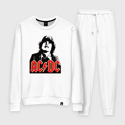 Костюм хлопковый женский ACDC Angus Young rock, цвет: белый