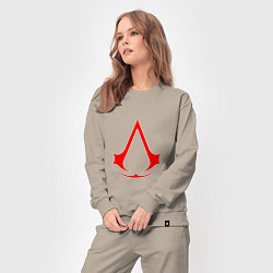 Костюм хлопковый женский Red logo of assassins, цвет: миндальный — фото 2