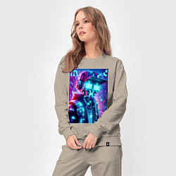 Костюм хлопковый женский Minecraft and Cyberpunk collaboration - ai art neo, цвет: миндальный — фото 2