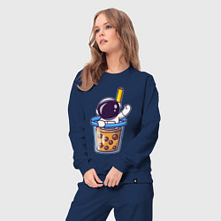 Костюм хлопковый женский Космонавт в стакане, цвет: тёмно-синий — фото 2