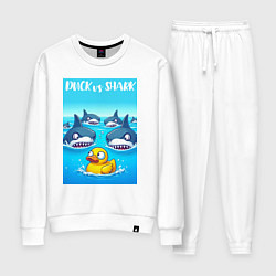 Костюм хлопковый женский Duck vs shark - ai art fantasy, цвет: белый