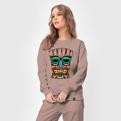 Костюм хлопковый женский Tiki face, цвет: пыльно-розовый — фото 2