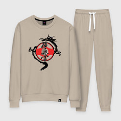 Костюм хлопковый женский Karate kyokushin - dragon, цвет: миндальный