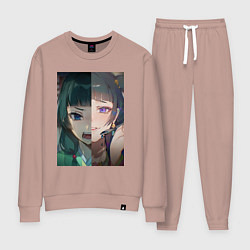 Костюм хлопковый женский Монолог фармацевта Маомао коллаж, цвет: пыльно-розовый