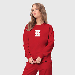 Костюм хлопковый женский Zenless Zone Zero logotype, цвет: красный — фото 2