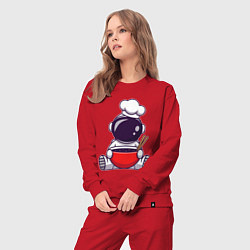 Костюм хлопковый женский Космический суп, цвет: красный — фото 2