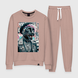 Костюм хлопковый женский Чувак модная пантера из Нью-Йорка, цвет: пыльно-розовый
