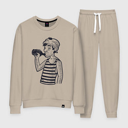 Костюм хлопковый женский Алкаш, цвет: миндальный