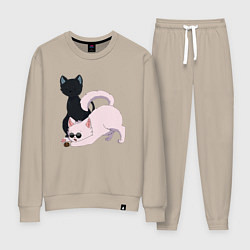 Костюм хлопковый женский Магическая битва Сатору Годзё Сугуру Гэто коты, цвет: миндальный