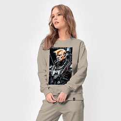 Костюм хлопковый женский Cyber Trump - ai art fantasy, цвет: миндальный — фото 2