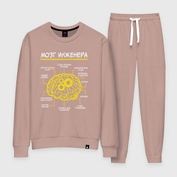 Костюм хлопковый женский Мозг инженера, цвет: пыльно-розовый