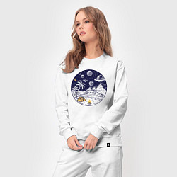 Костюм хлопковый женский Космический остров, цвет: белый — фото 2