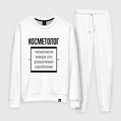 Костюм хлопковый женский Косметолог чемпион, цвет: белый
