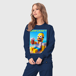 Костюм хлопковый женский Minecraft and Simpsons collaboration - ai art, цвет: тёмно-синий — фото 2