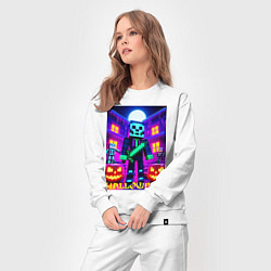 Костюм хлопковый женский Halloween and Minecraft - neon collaboration, цвет: белый — фото 2