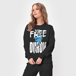 Костюм хлопковый женский Free Durov - Телеграм разрывает цепи, цвет: черный — фото 2