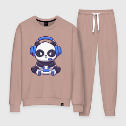 Костюм хлопковый женский Панда с джойстиком, цвет: пыльно-розовый