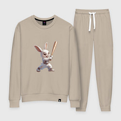Костюм хлопковый женский Зайчик чемпион, цвет: миндальный