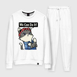Костюм хлопковый женский We can do it - cat, цвет: белый