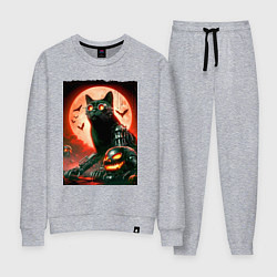 Костюм хлопковый женский Стимпанк кот в очках - нейроарт, цвет: меланж