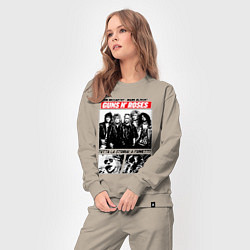 Костюм хлопковый женский Guns N Roses rock band, цвет: миндальный — фото 2