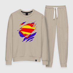 Костюм хлопковый женский Супермен, цвет: миндальный