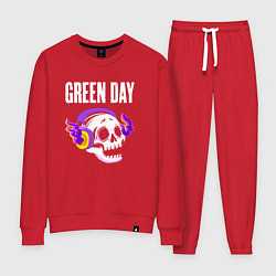 Костюм хлопковый женский Green Day - неоновый череп, цвет: красный