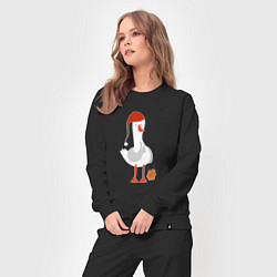 Костюм хлопковый женский Гусь с мандаринами, цвет: черный — фото 2